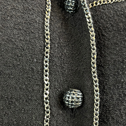 Albino Moretti Giacca bouclè marrone con dettagli metallici argento