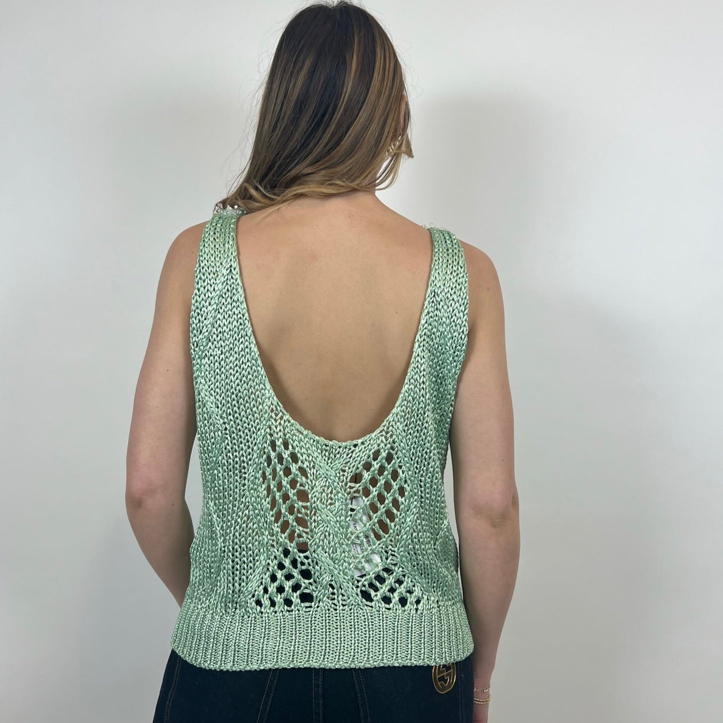 ERMANNO SCERVINO Top in maglia di viscosa verde acqua