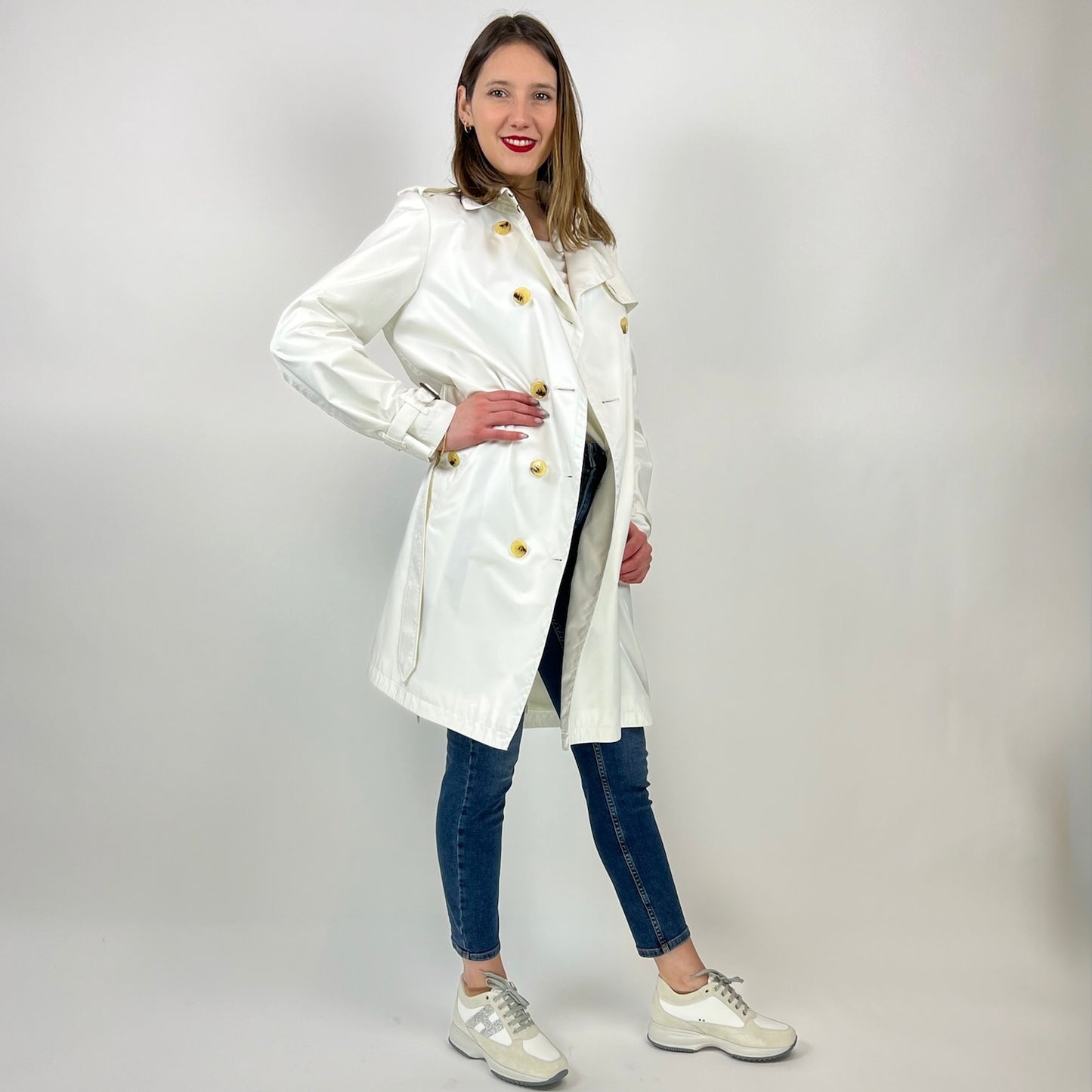 BURBERRY Trench in nylon bianco
