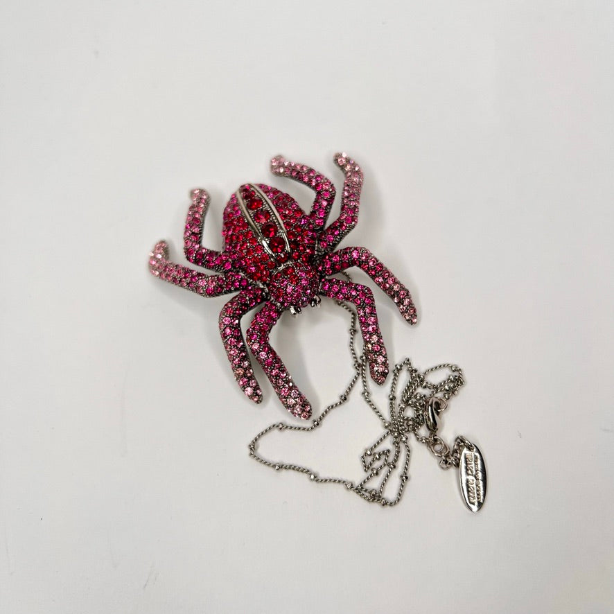 ROBERTO CAVALLI Collana con ciondolo ragno con strass rossi e pink