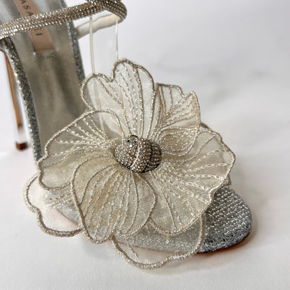 CASADEI Sandali gioiello argento con fiore in tulle