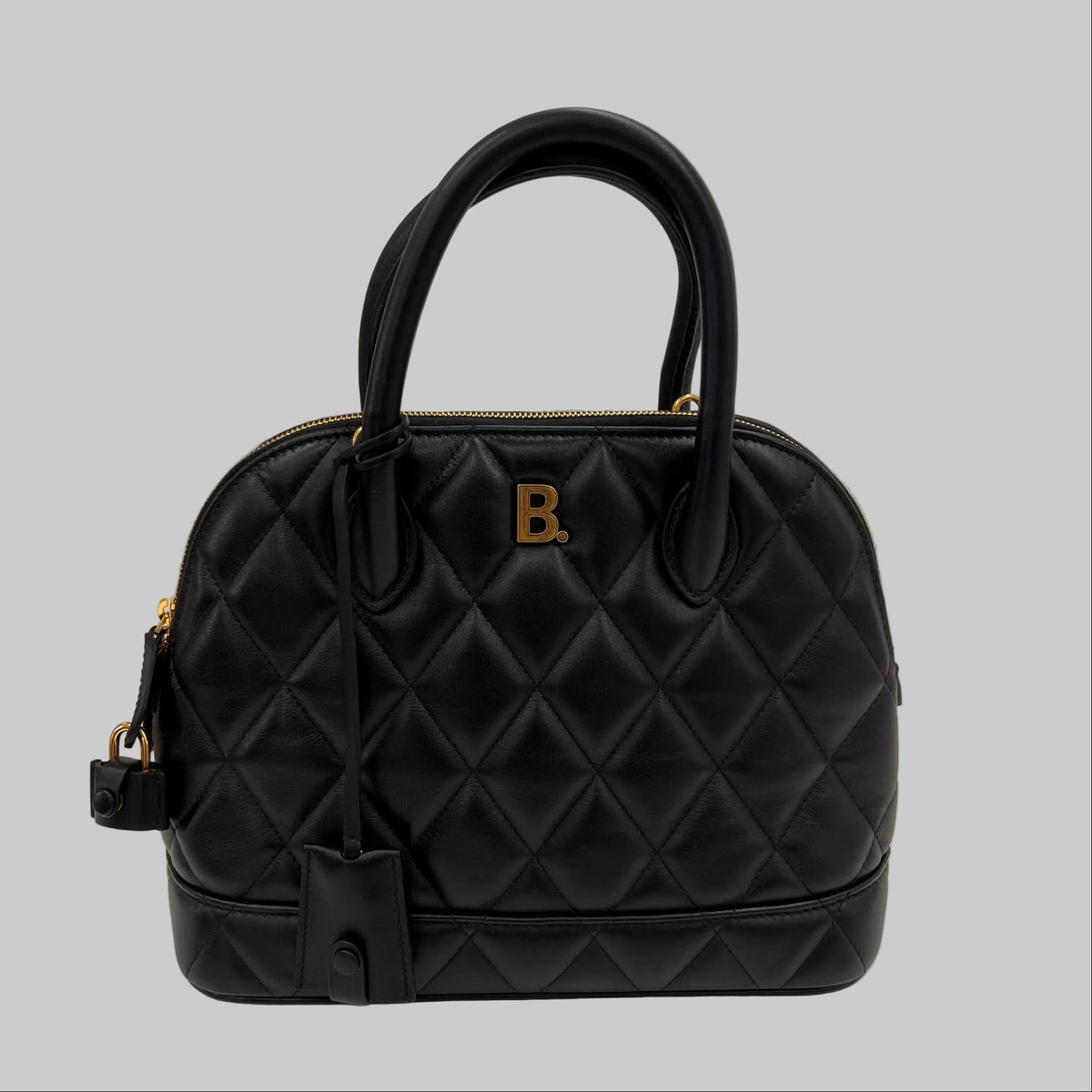 BALENCIAGA Borsa "B. Ville" in pelle nera matelassé arrotondata