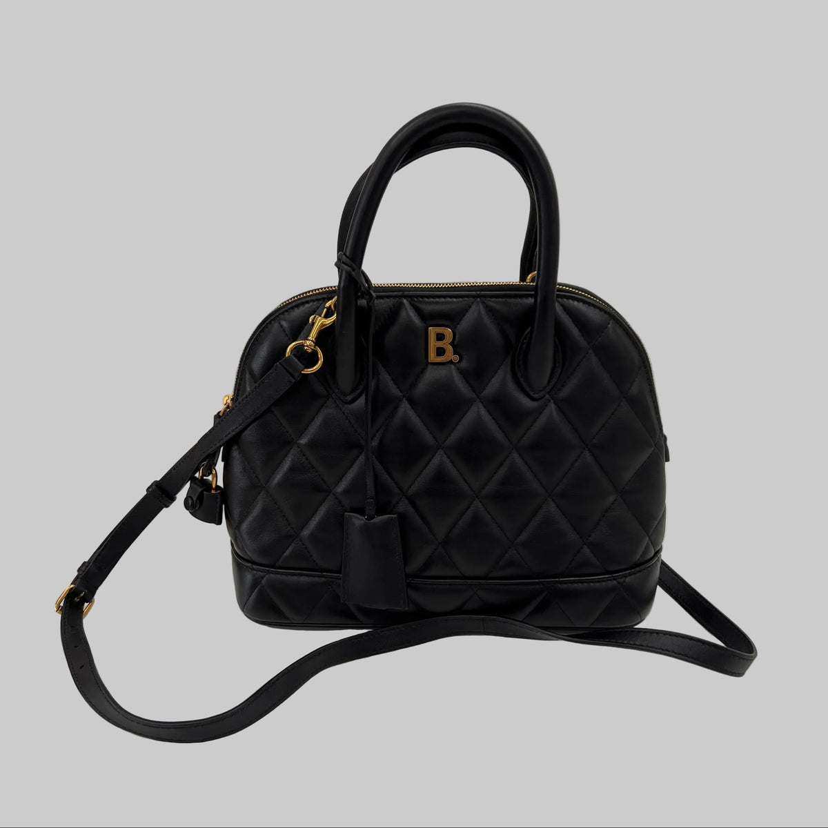 BALENCIAGA Borsa "B. Ville" in pelle nera matelassé arrotondata