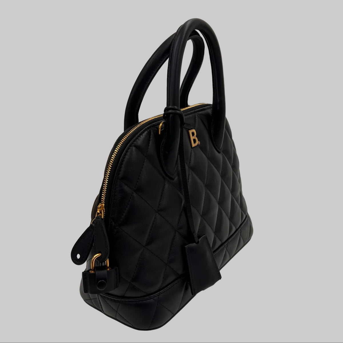 BALENCIAGA Borsa "B. Ville" in pelle nera matelassé arrotondata