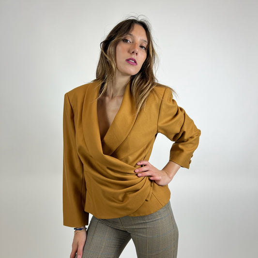 BALENCIAGA Giacca blazer in lana giallo ocra