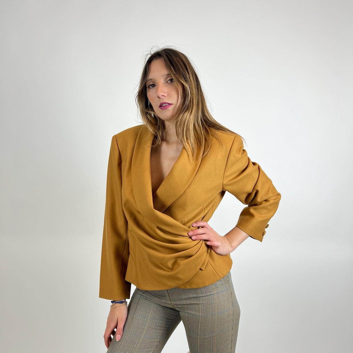 BALENCIAGA Giacca blazer in lana giallo ocra