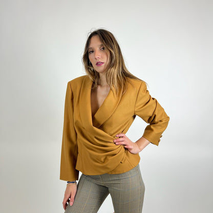 BALENCIAGA Giacca blazer in lana giallo ocra