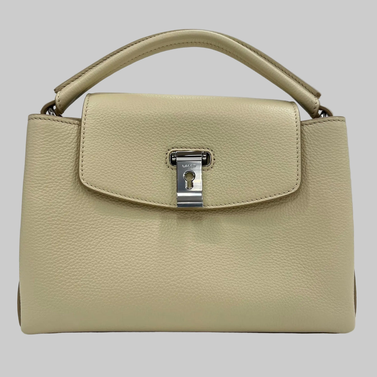 BALLY Borsa "Lock Me" piccola in pelle granata color burro con hardware argento