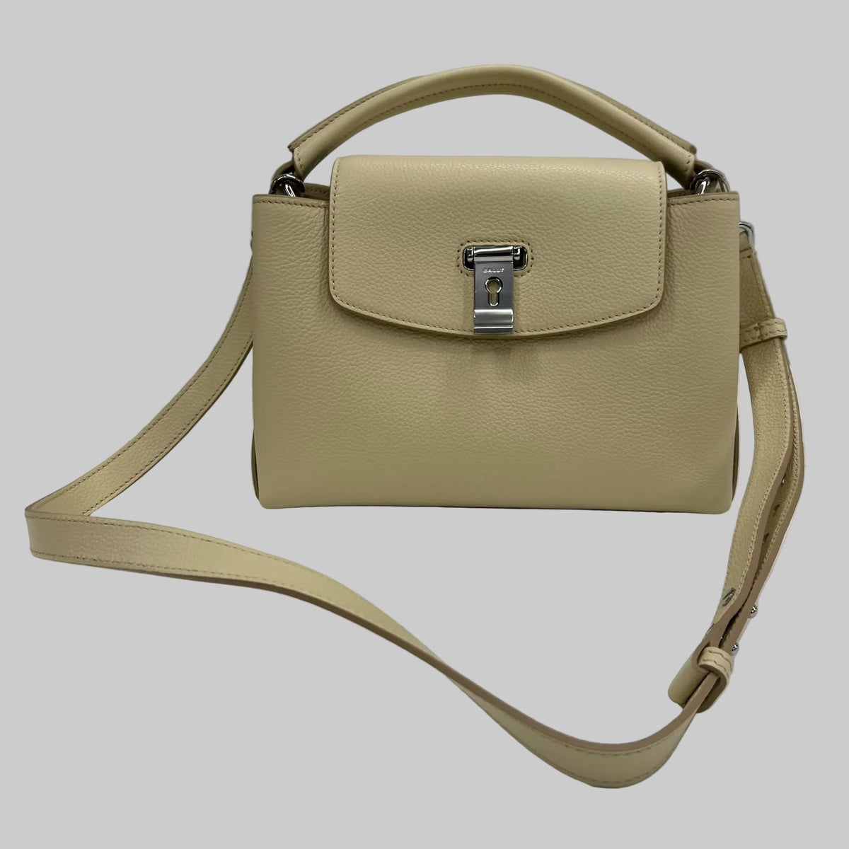 BALLY Borsa "Lock Me" piccola in pelle granata color burro con hardware argento