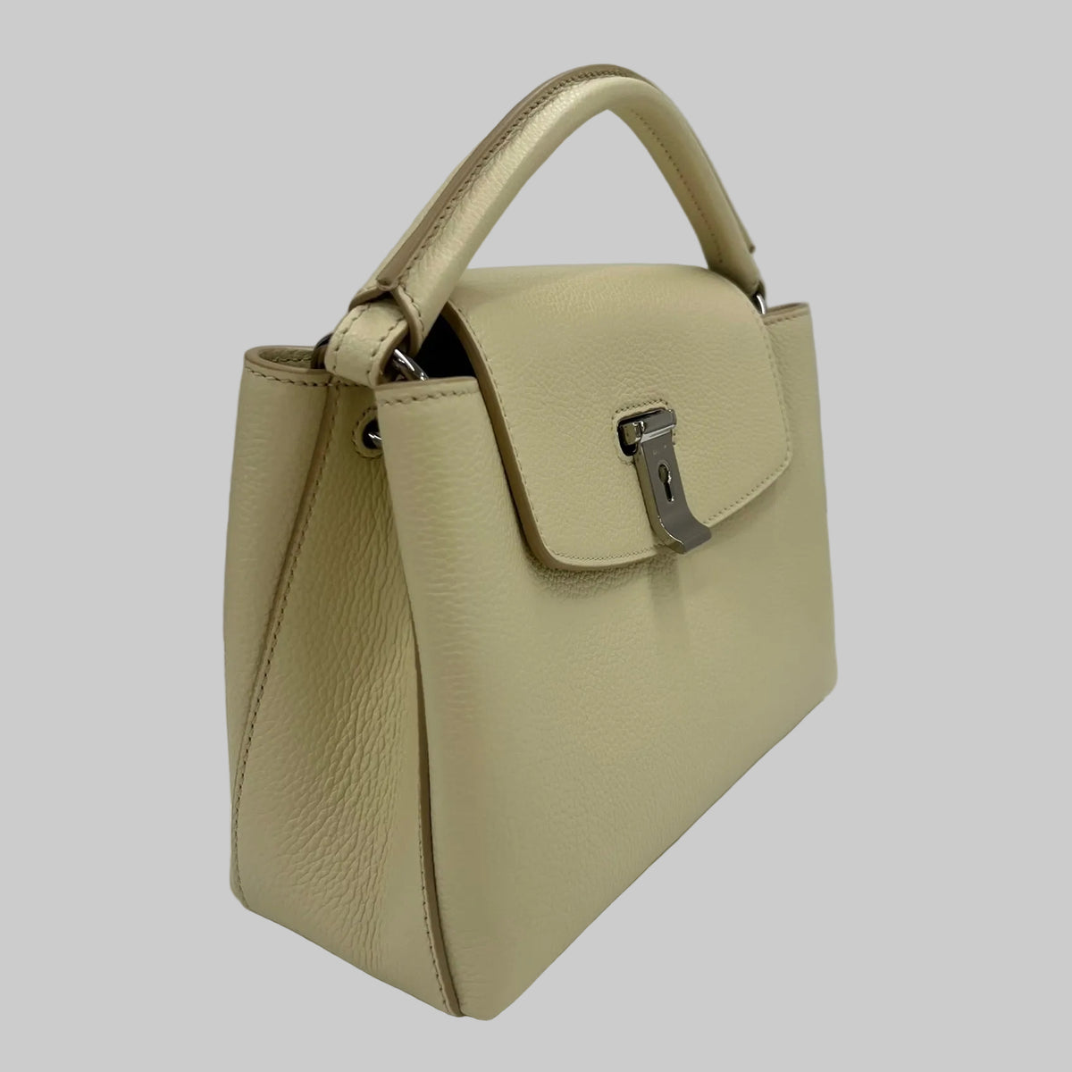 BALLY Borsa "Lock Me" piccola in pelle granata color burro con hardware argento