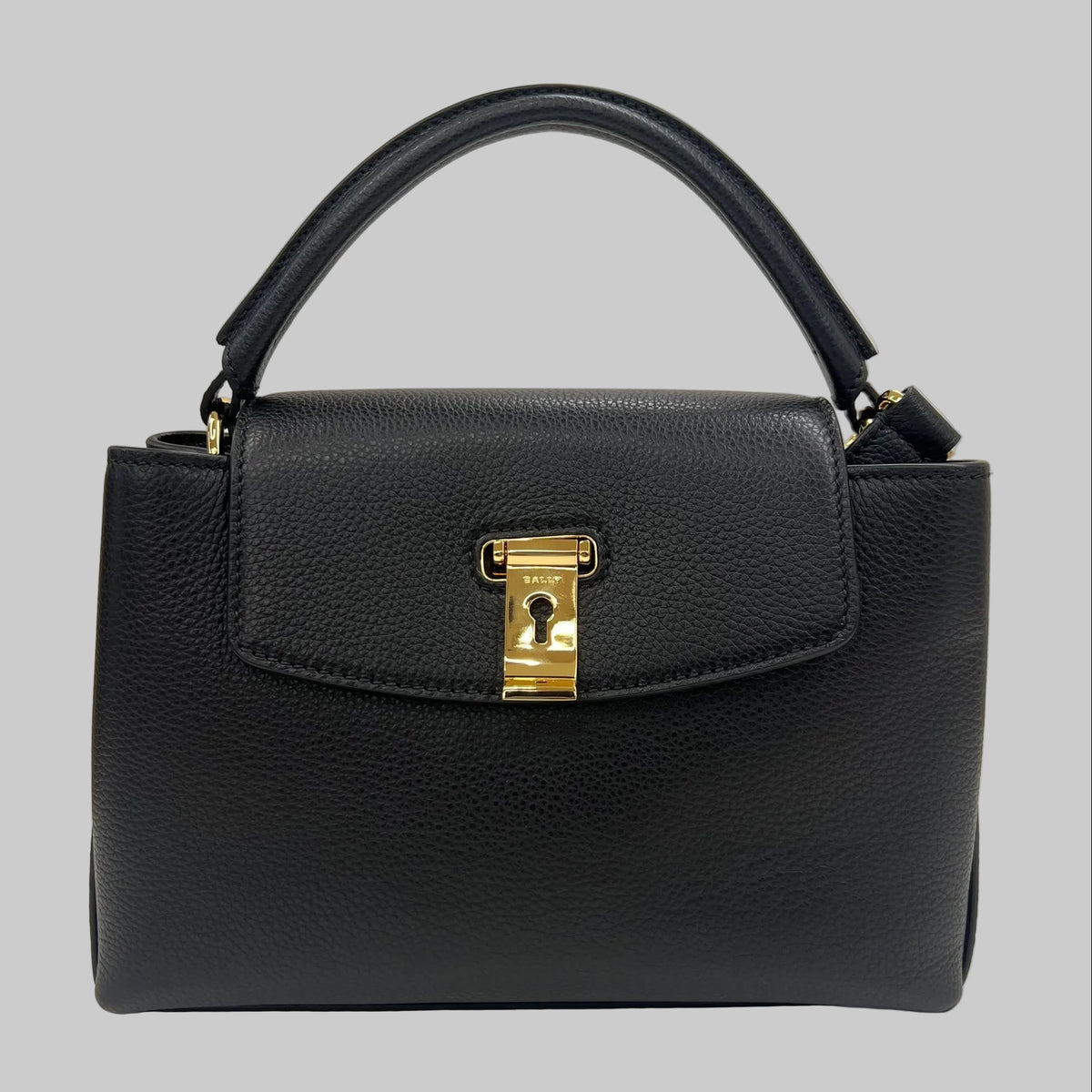BALLY Borsa "Lock Me" piccola in pelle granata nera con hardware oro