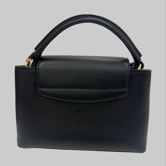 BALLY Borsa "Lock Me" piccola in pelle granata nera con hardware oro
