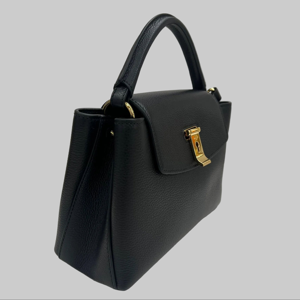 BALLY Borsa "Lock Me" piccola in pelle granata nera con hardware oro