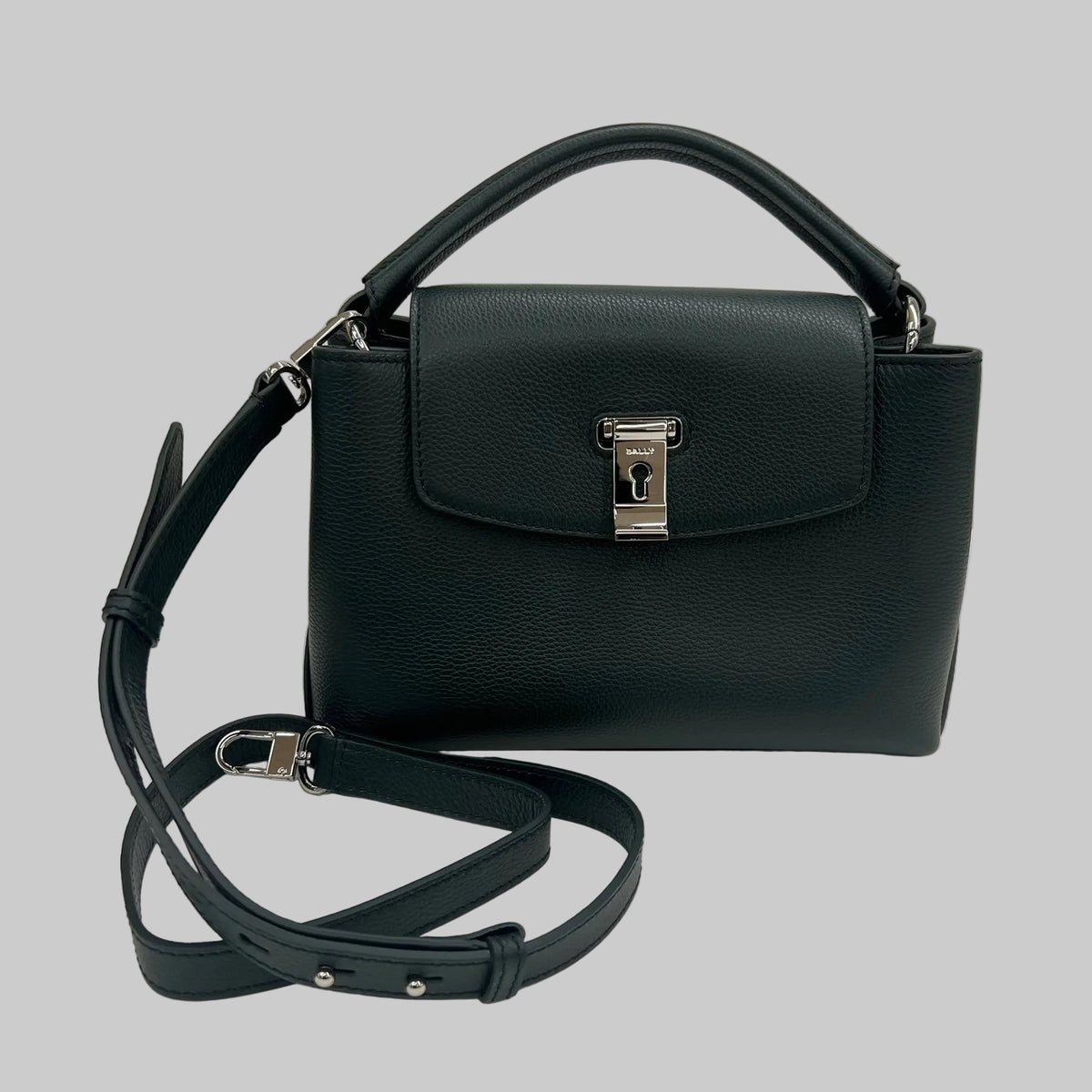 BALLY Borsa "Lock Me" piccola in pelle granata verdone hardware argento