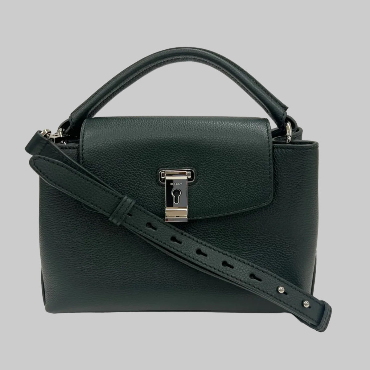BALLY Borsa "Lock Me" piccola in pelle granata verdone hardware argento