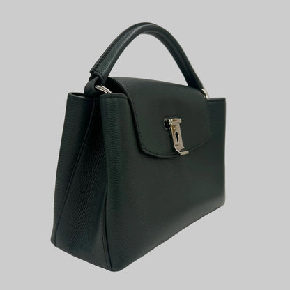 BALLY Borsa "Lock Me" piccola in pelle granata verdone hardware argento