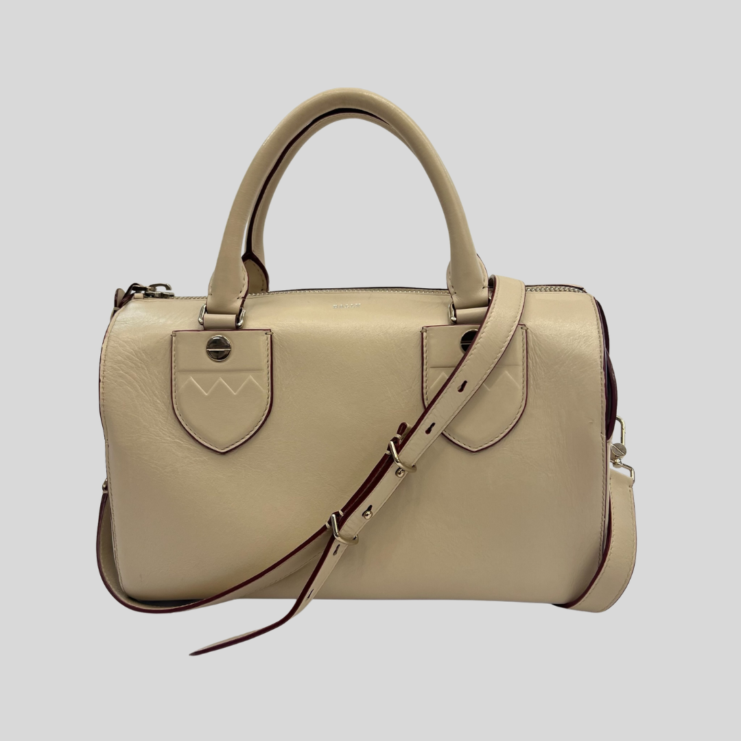 BALLY Borsa bauletto in pelle sabbia con profili bordeaux