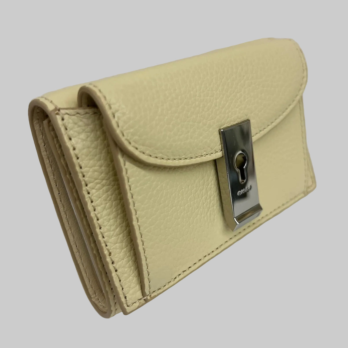 BALLY Portafoglio "Lock Me" compatto in pelle granata color burro hardware argento