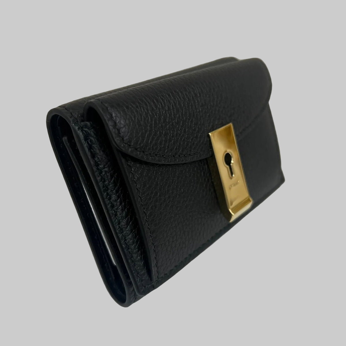 BALLY Portafoglio "Lock Me" compatto in pelle granata nero e hardware oro