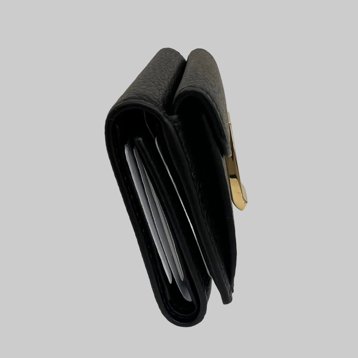 BALLY Portafoglio "Lock Me" compatto in pelle granata nero e hardware oro