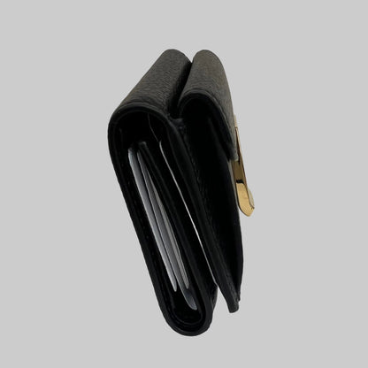 BALLY Portafoglio "Lock Me" compatto in pelle granata nero e hardware oro
