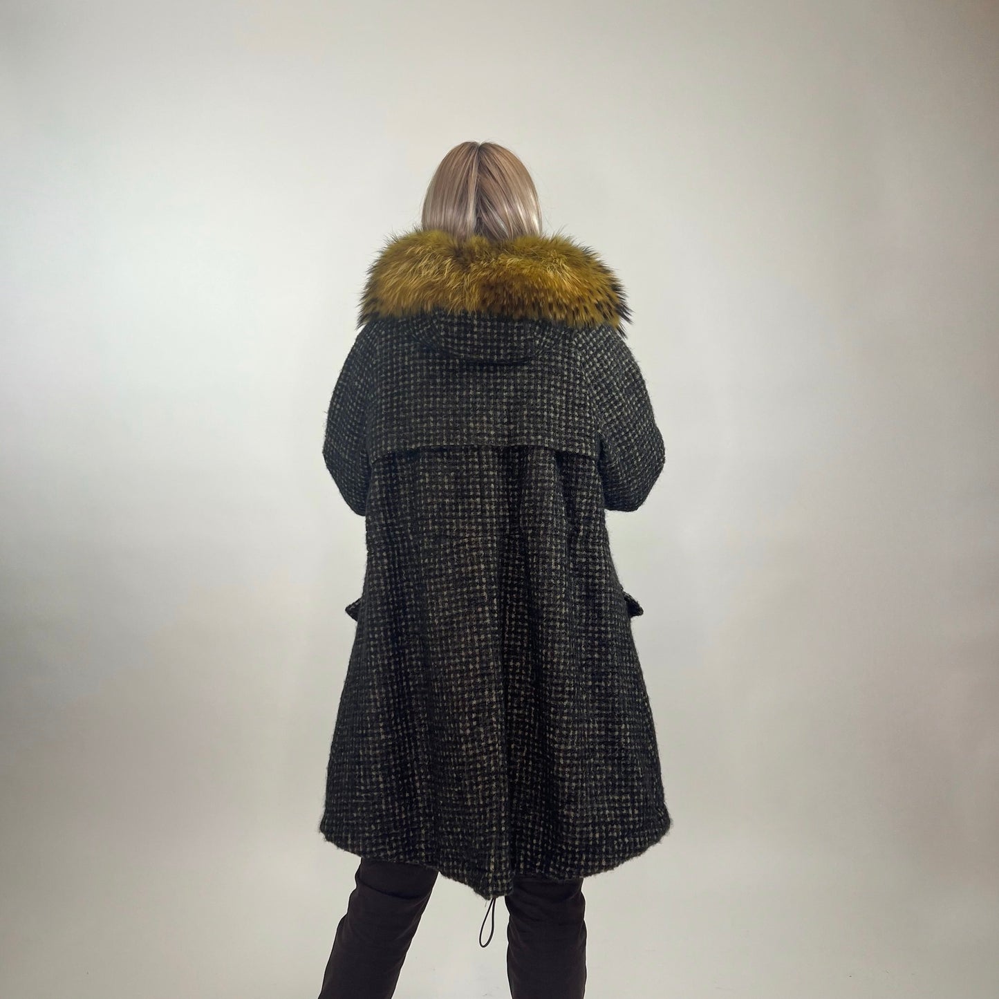 LOST IN ME Cappotto in tweed con collo e polsi in volpe gialla