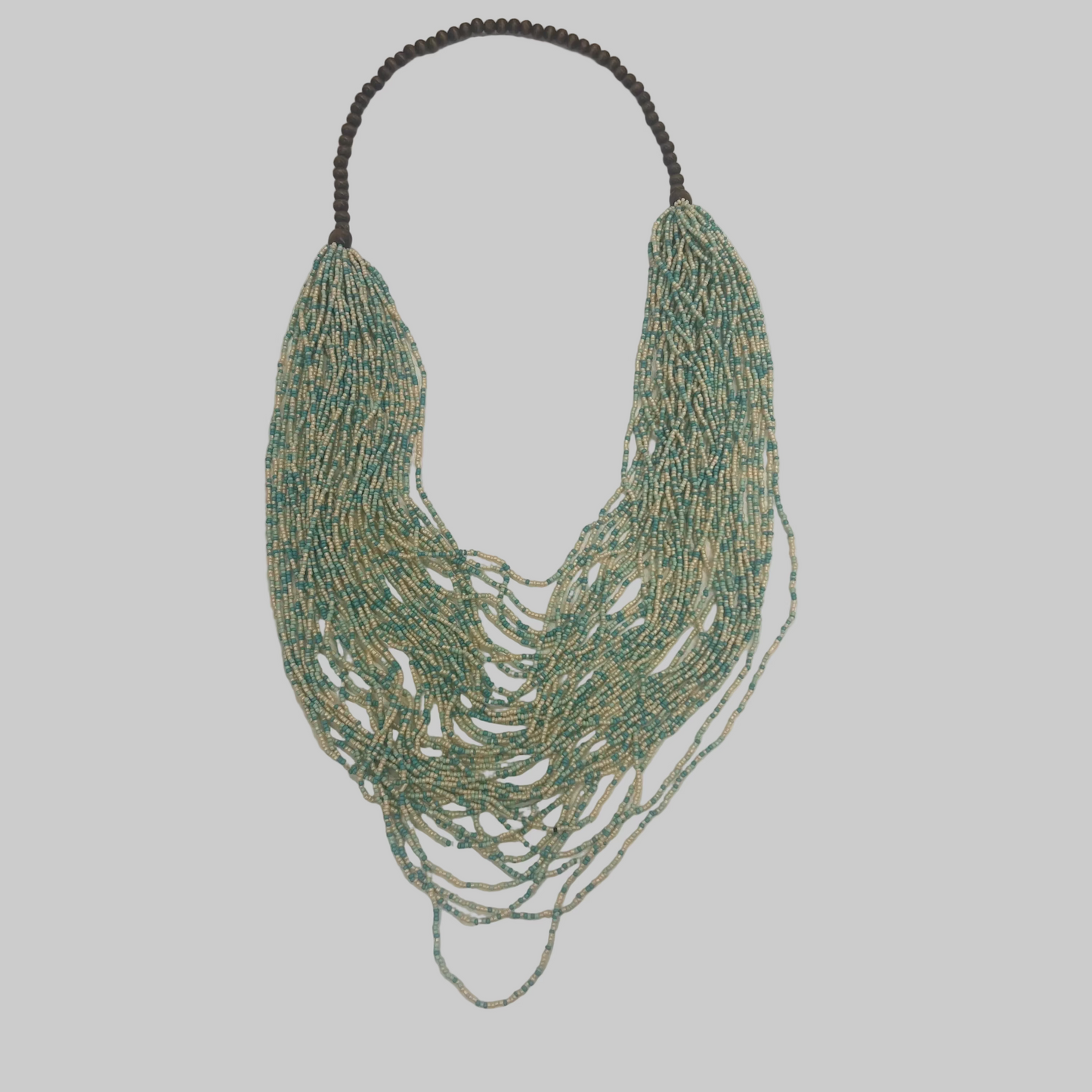 BIJOUX Collana multifili turchese e panna
