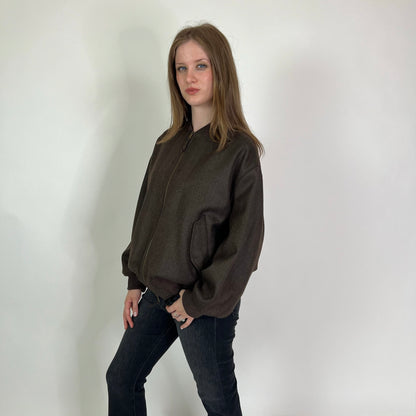 BLACK BRAND Giacca bomber tessuto spigato marrone