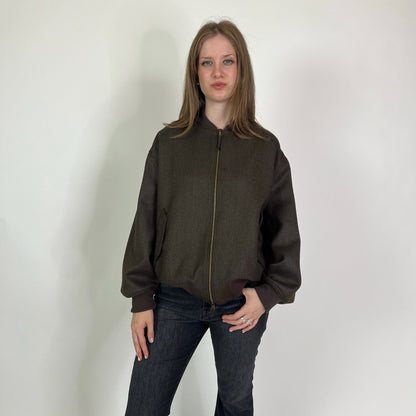 BLACK BRAND Giacca bomber tessuto spigato marrone