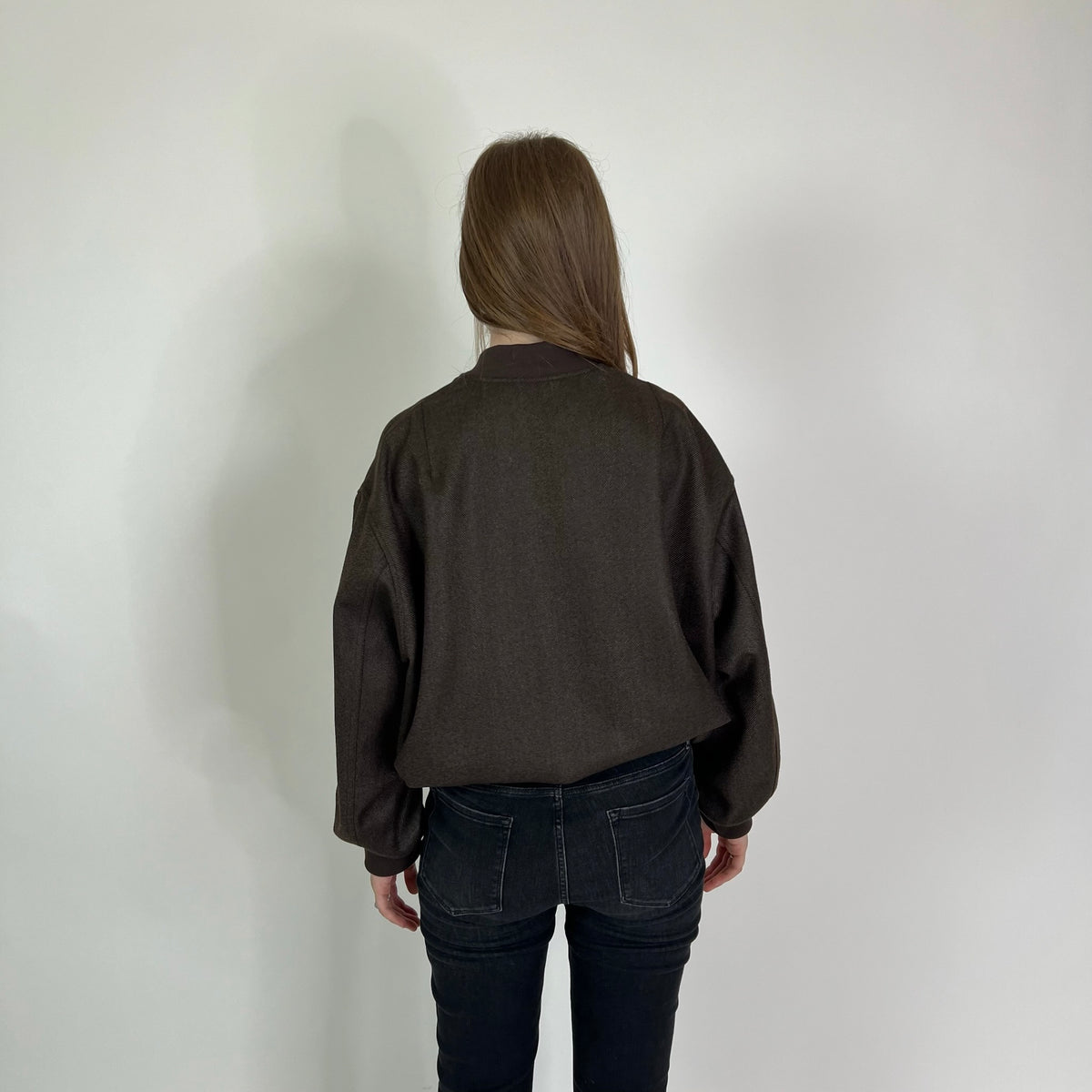 BLACK BRAND Giacca bomber tessuto spigato marrone