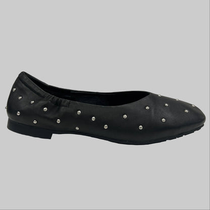 BLACK ROSE Scarpa ballerina nera con borchiette