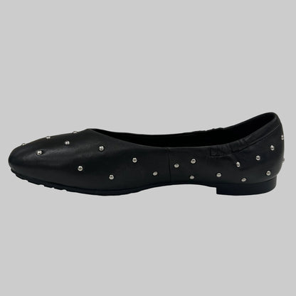 BLACK ROSE Scarpa ballerina nera con borchiette