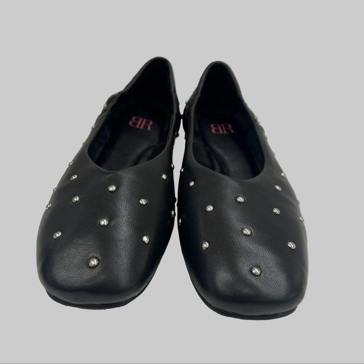 BLACK ROSE Scarpa ballerina nera con borchiette