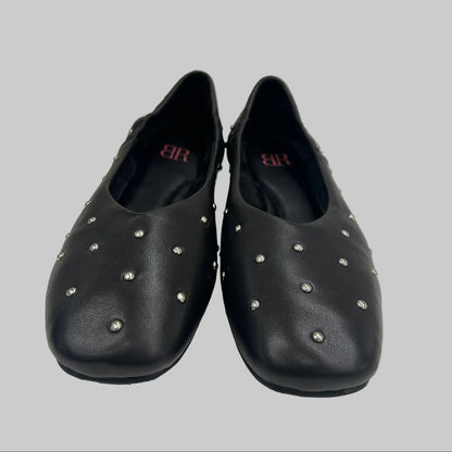 BLACK ROSE Scarpa ballerina nera con borchiette