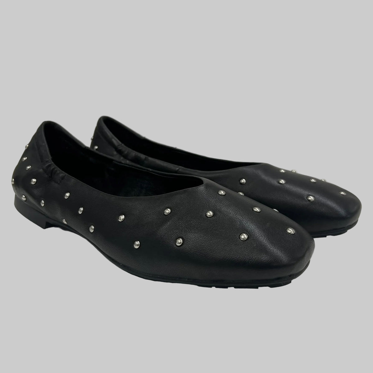 BLACK ROSE Scarpa ballerina nera con borchiette