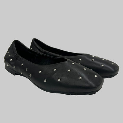 BLACK ROSE Scarpa ballerina nera con borchiette