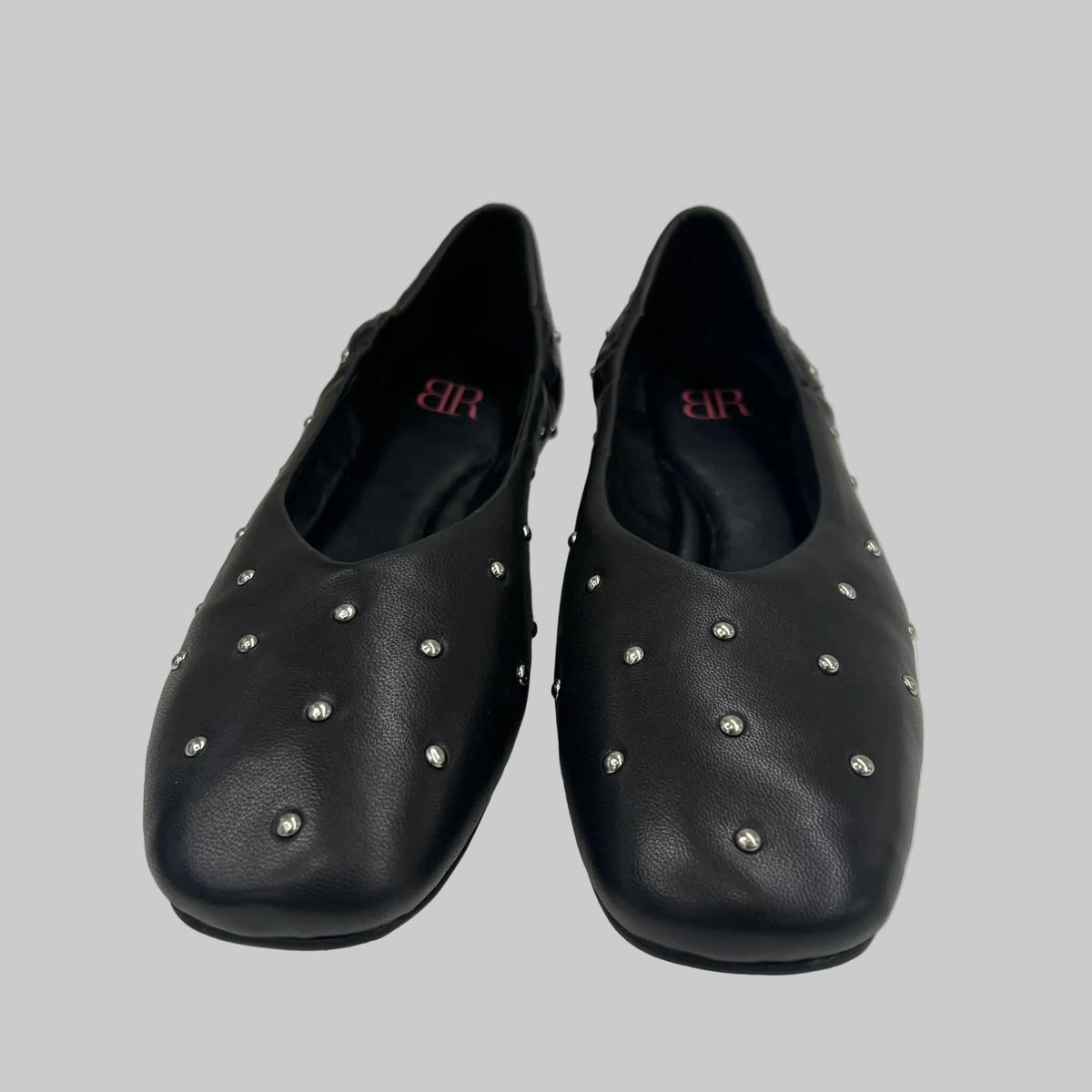 BLACK ROSE Scarpa ballerina nera con borchiette
