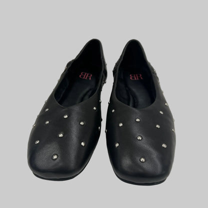 BLACK ROSE Scarpa ballerina nera con borchiette