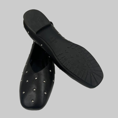 BLACK ROSE Scarpa ballerina nera con borchiette