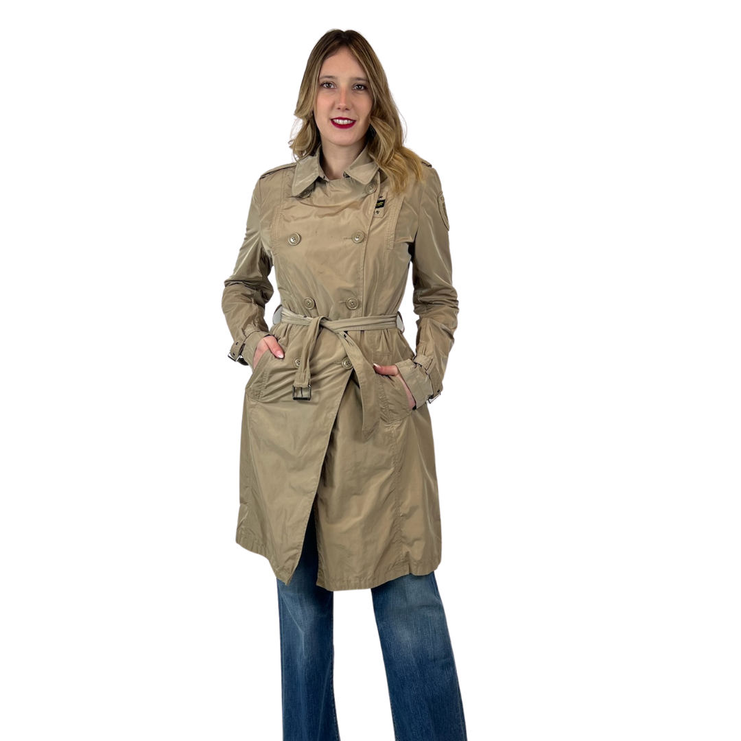 BLAUER Trench lungo beige tortora