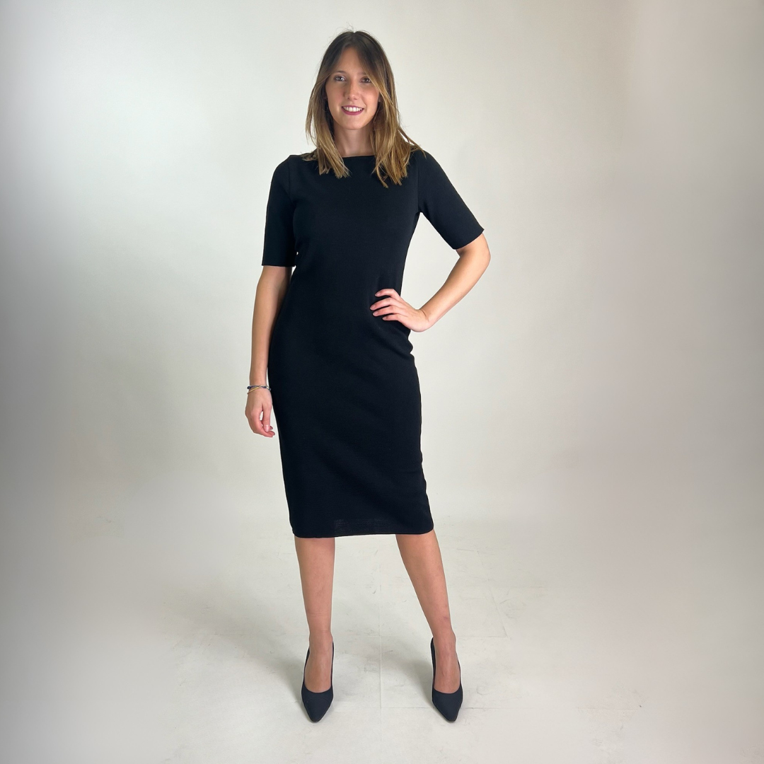BLUMARINE Abito tubino in maglia di lana nera