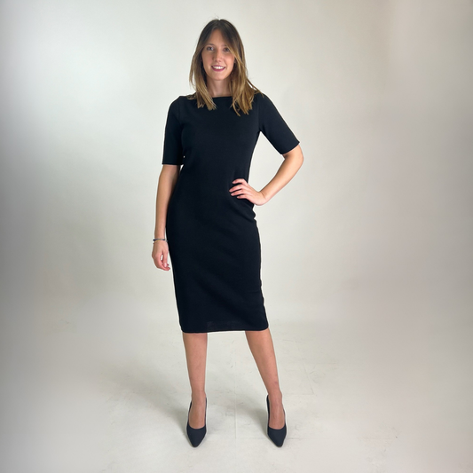 BLUMARINE Abito tubino in maglia di lana nera