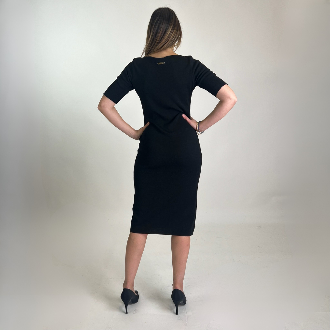 BLUMARINE Abito tubino in maglia di lana nera