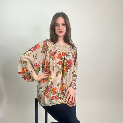 BLUMARINE Casacca nude con fiori arancio 