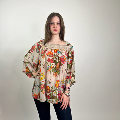 BLUMARINE Casacca nude con fiori arancio 