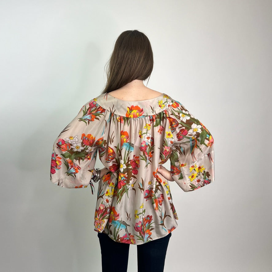 BLUMARINE Casacca nude con fiori arancio 