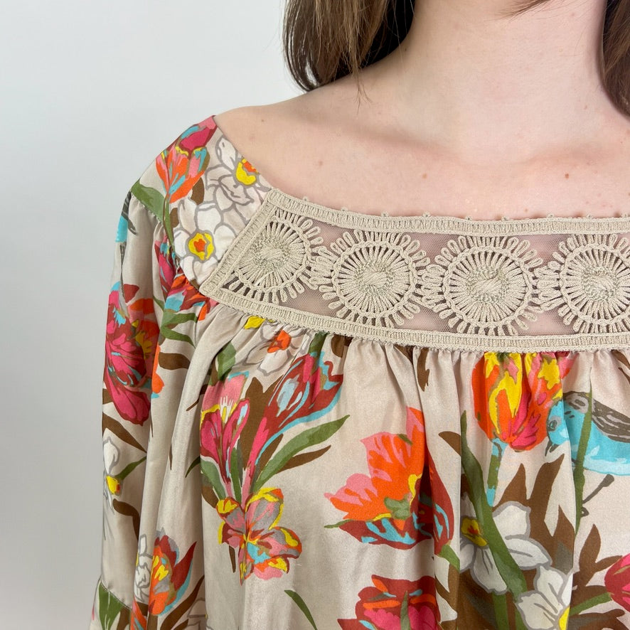 BLUMARINE Casacca nude con fiori arancio 