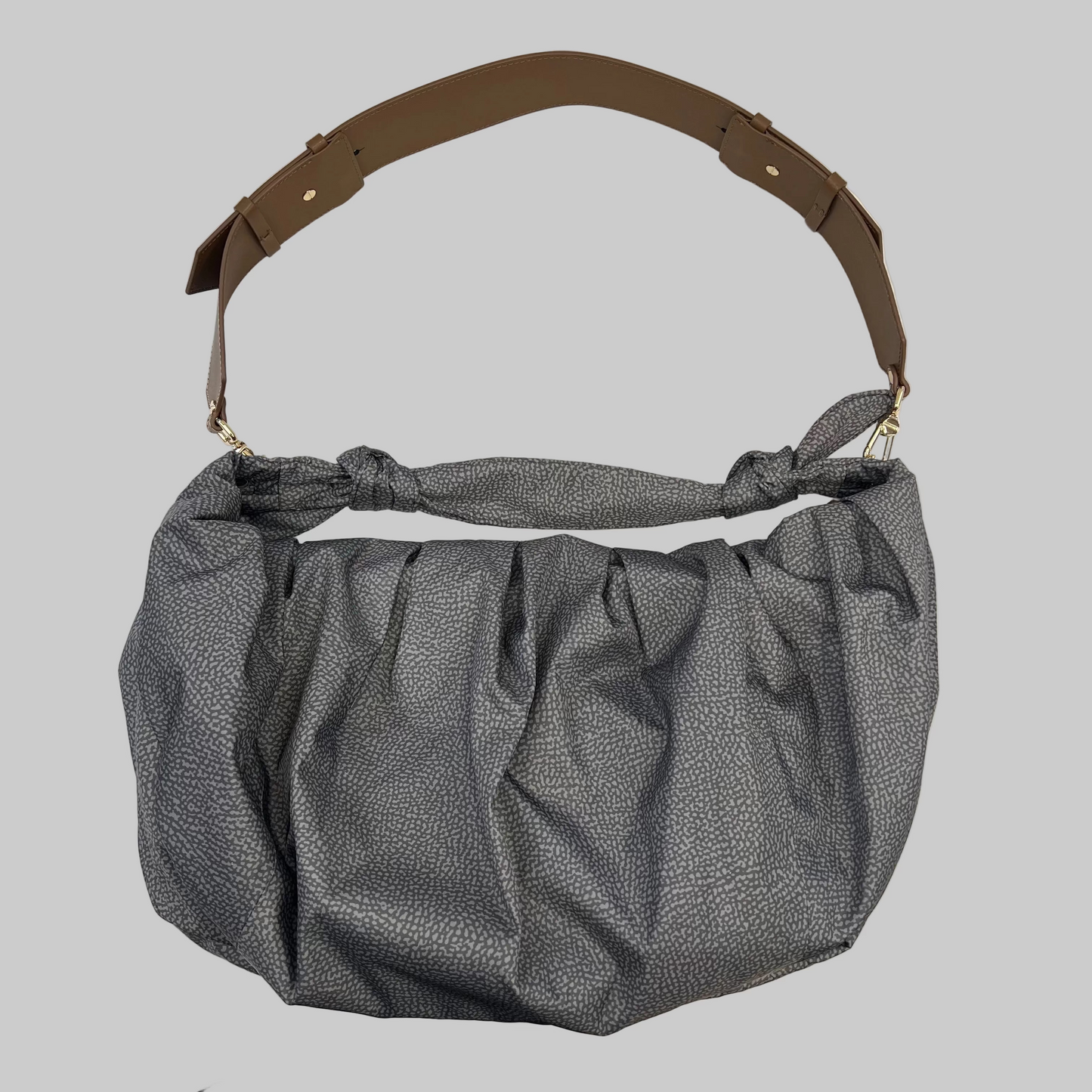 BORBONESE Borsa "Hobo Luna" in tessuto toni grigio