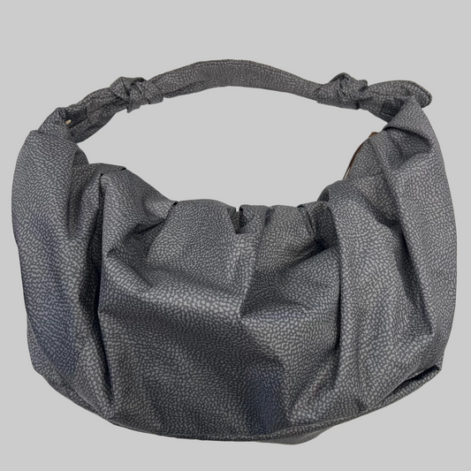 BORBONESE Borsa "Hobo Luna" in tessuto toni grigio