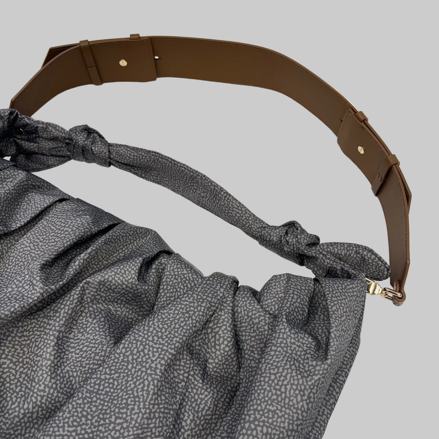 BORBONESE Borsa "Hobo Luna" in tessuto toni grigio